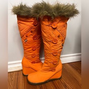 NWT Orange Wedge Boots w/ Pockets!!! So cool!!